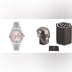 Philipp Plein Pink Dial Silver Date Superlative Bracelet Watch